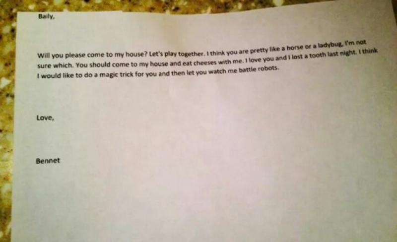 Pismo četverogodišnjaka djevojčici osvojilo internet: 'Lijepa si kao konj'