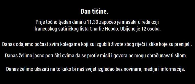 DAN TIŠINE: u 11:30 na pola sata se ugasili hrvatski mediji