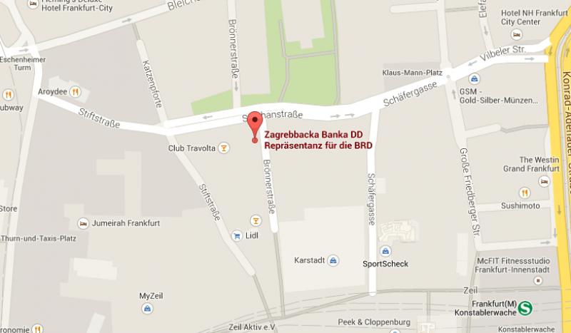 Zatvorena Zagrebačka banka u Frankfurtu
