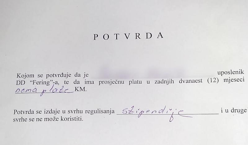 Bizarno: radnik dobio potvrdu da mu je plaća - nula maraka