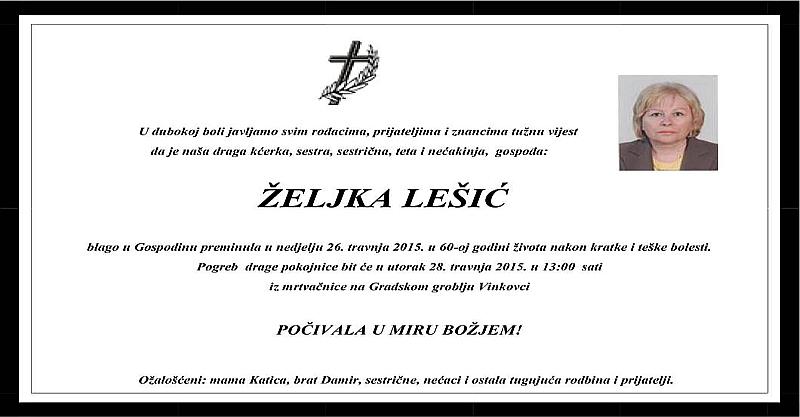 Dragi prijatelji, otišla je naša Željka...