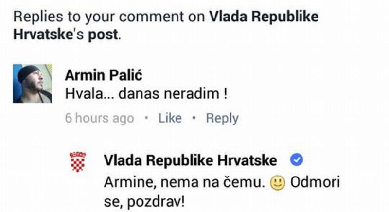 Zahvalio Vladi na Facebooku što 'danas ne radi', oni mu odgovorili i nasjeli na foru