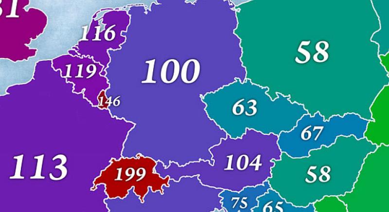 ZANIMLJIVA KARTA Dizajner usporedio cijene življenja u svim europskim zemljama