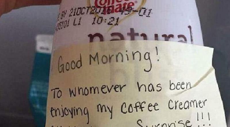 OSVETA JE SLATKA Otkrila je da joj kradu mlijeko na poslu pa je šokirala lopova ovom porukom