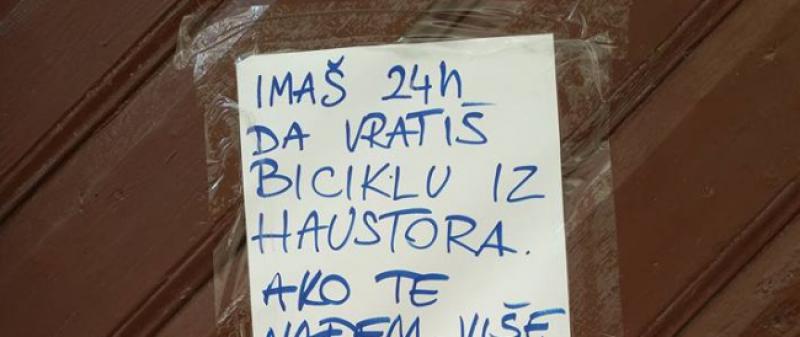 (FOTO) KRČANINU UKRALI BICIKL Lopovu je ostavio urnebesnu poruku