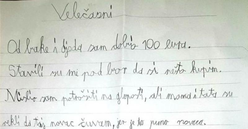 DJEČAK IZ VELIKE MLAKE IZNENADIO ŽUPNIKA PISMOM 'Od bake i djeda sam dobio 100 eura. Dajem ih za izgradnju crkve'