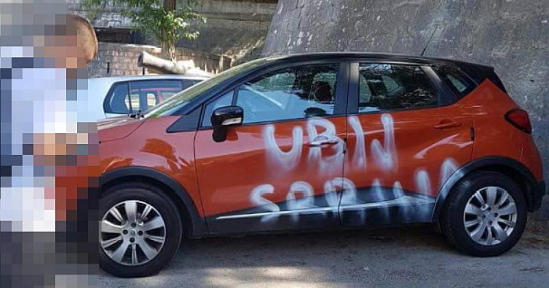 NEKI IDIOT U Splitu je sprejem na auto napisao 'Ubij Srbina'