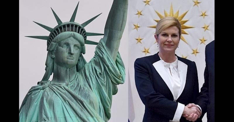 (FOTO VIJEST) ZANIMLJIVA PODUDARNOST Predsjednica kao utjelovljenje slavnog kipa