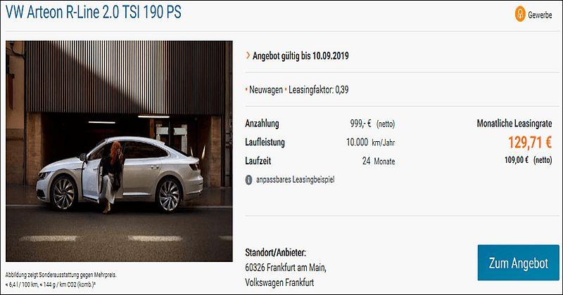 POSLOVNI VW Arteon R-Line 2.0 TSI 190 PS uz mjesečnu ratu od 109 Eura! Ponuda vrijedi do danas!