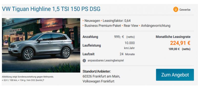 VW PREDSTAVLJA NOVI MODEL ZA PODUZETNIKE Tiguan Highline 1,5 TSI 150 PS DSG uz mjesečnu ratu od 189 eura