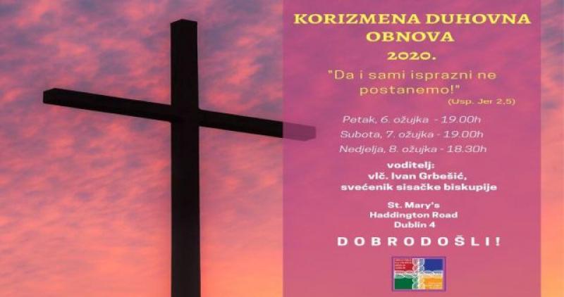 Hrvatska katolička misija u Dublinu najavljuje korizmenu duhovnu obnovu