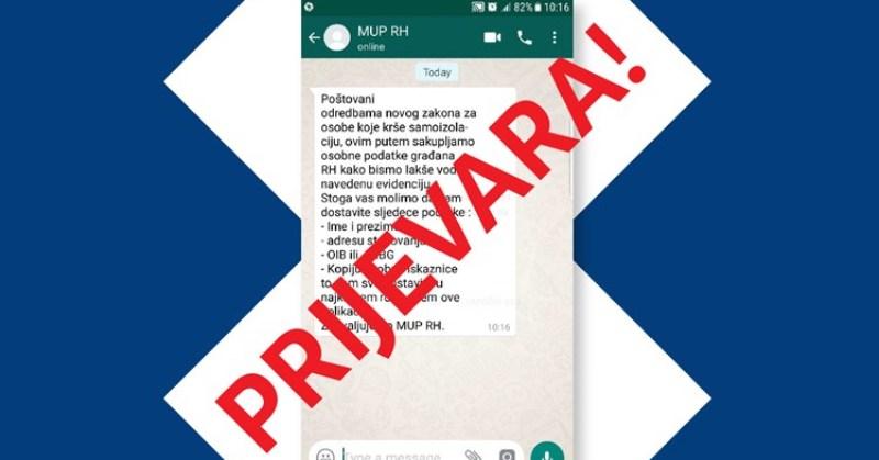 UPOZORENJE GRAĐANIMA REPUBLIKE HRVATSKE Ne dajte osobne podatke preko mobilnih aplikacija