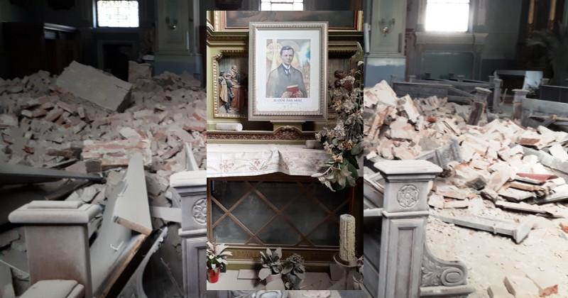(VIDEO) BAZILIKA SRCA ISUSOVA U PALMOTIĆEVOJ ULICI U ZAGREBU TEŠKO OŠTEĆENA Sačuvani i posve neoštećeni ostali su grob i slika blaženika iz Banja Luke - Ivana Merza