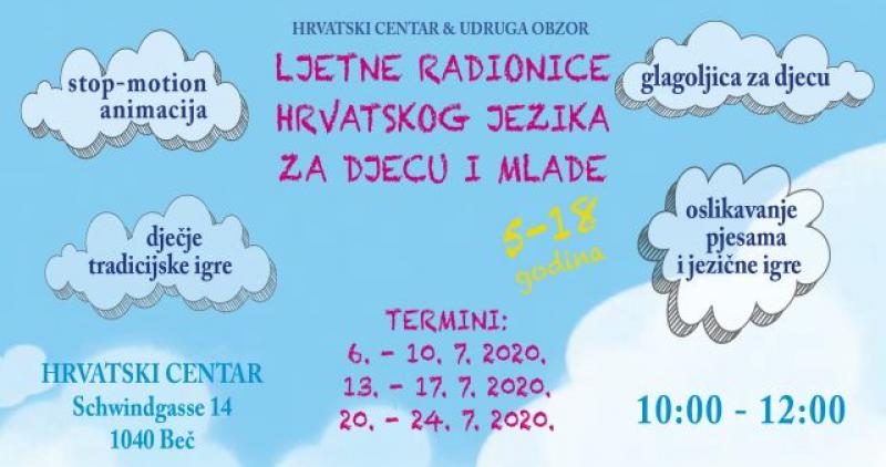 BEČ Ljetne radionice hrvatskog jezika, kulture i tradicije za djecu i mlade od 5 do 18 godina