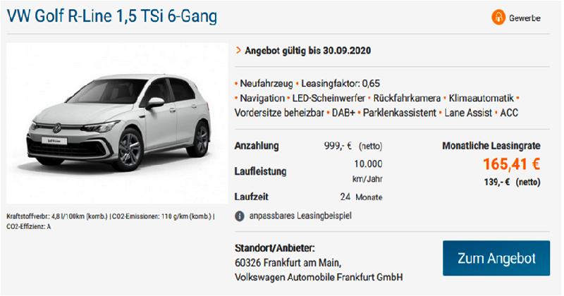 JOŠ JEDNO OSVJEŽENJE IZ VW-a FRANKFURT ZA PODUZETNIKE - VW Golf R-Line 1,5 TSi 6-Gang