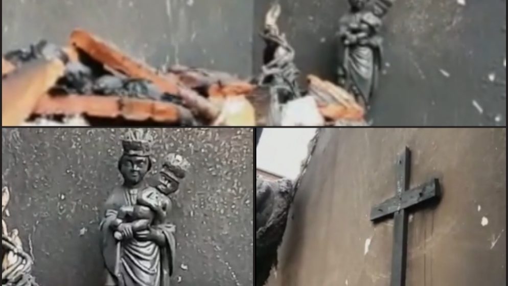 Izgorjelo sve osim PLASTIČNOG Gospinog kipa i DRVENOG križa!