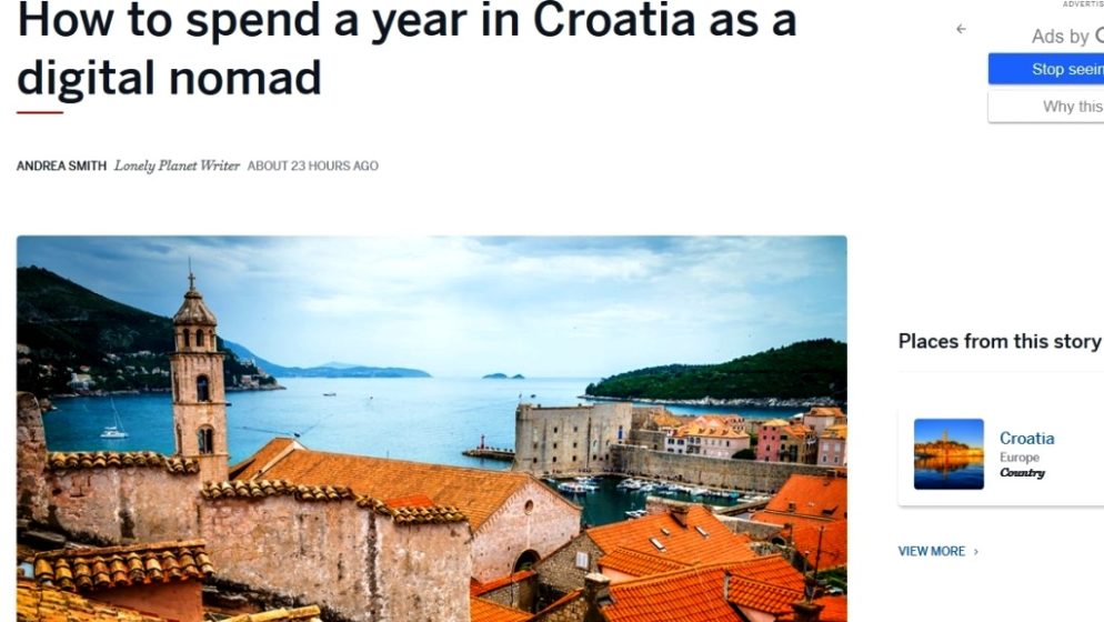 Lonely Planet piše o Hrvatskoj kao destinaciji za digitalne nomade