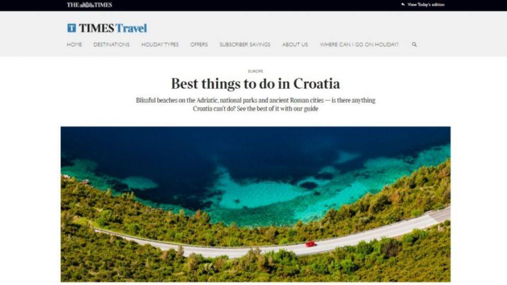 The Times svojim čitateljima predstavio prirodne ljepote Hrvatske i posebnosti Dubrovnika