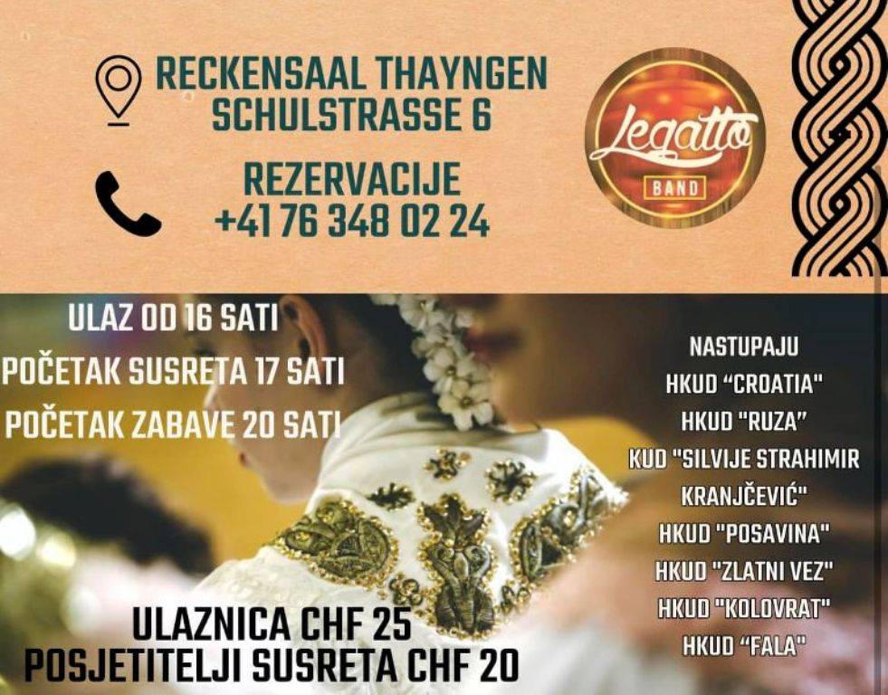 HKUD Fala iz Schaffhausena organizira ‘Susret hrvatskih folklornih skupina u Švicarskoj‘
