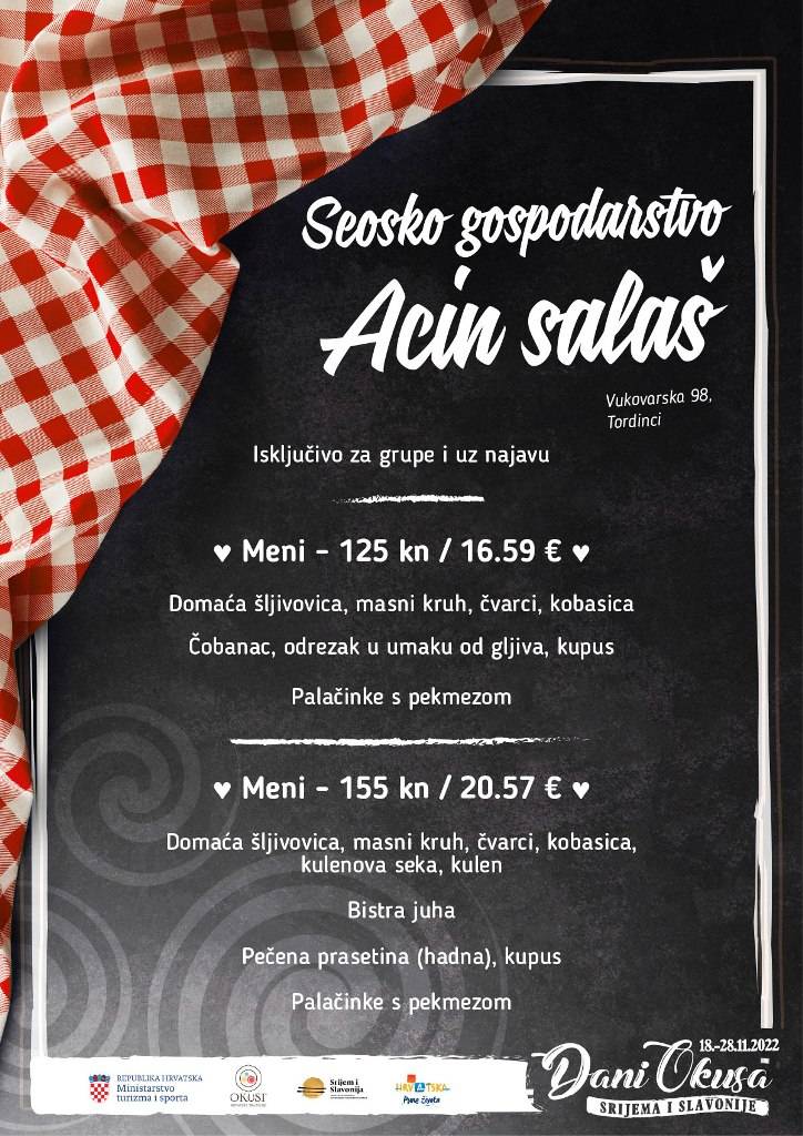 Dani Okusa hrvatske tradicije – Srijem i Slavonija pozivaju Vas na gurmanski doživljaj