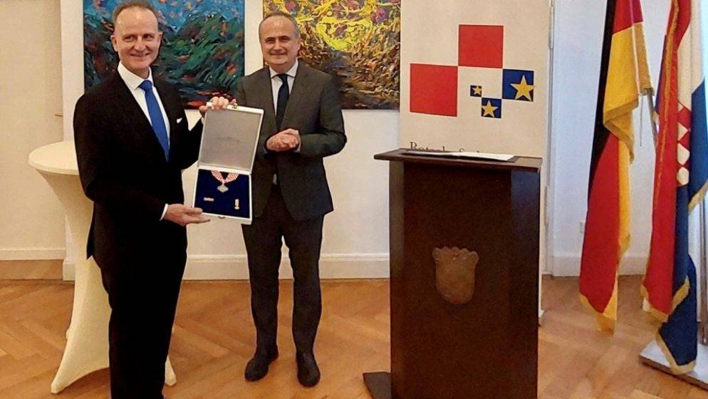 Veleposlanik Savezne Republike Njemačke u Republici Hrvatskoj odlikovan je Redom kneza Branimira s ogrlicom