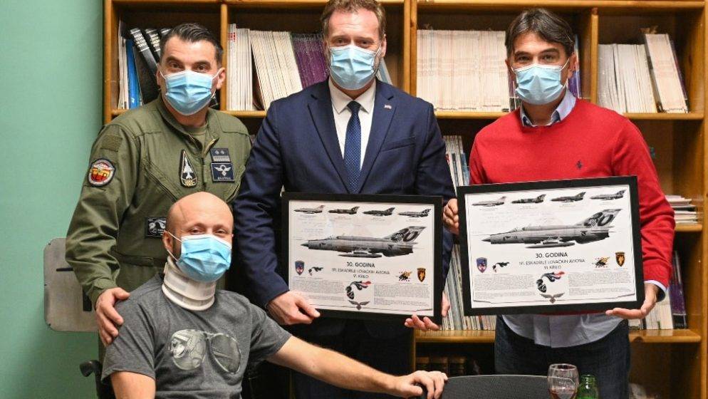 Ministar Banožić i izbornik Dalić posjetili pilota ozlijeđenog u padu aviona MiG-21