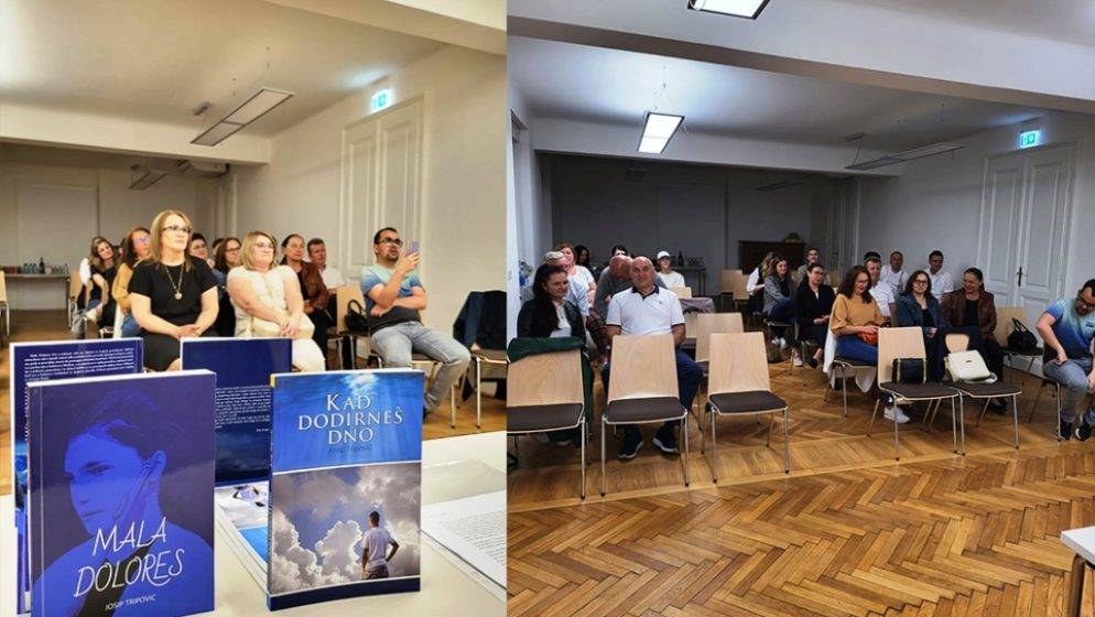 U dvorani HKŽ blaženog Alojzija Stepinca u Salzburgu su predstavljene dvije knjige 'Kad dodirneš dno' i 'Mala Dolores' autora Josipa Tripovića