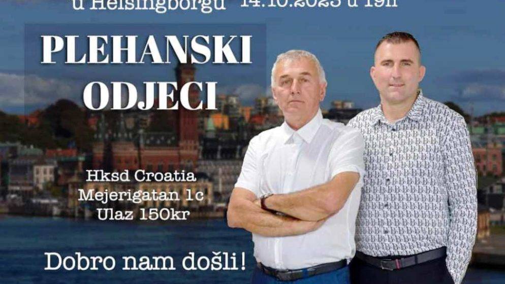 Sportsko-kulturno društvo Croatia Helsingborg organizira zabavu pod nazivom 'Izvorna Večer'