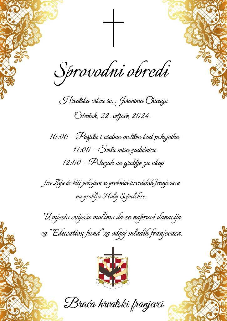 Tužna vijest iz Chicaga, preminuo je fra Ilija Puljić, omiljeni svećenik Hrvata u Americi