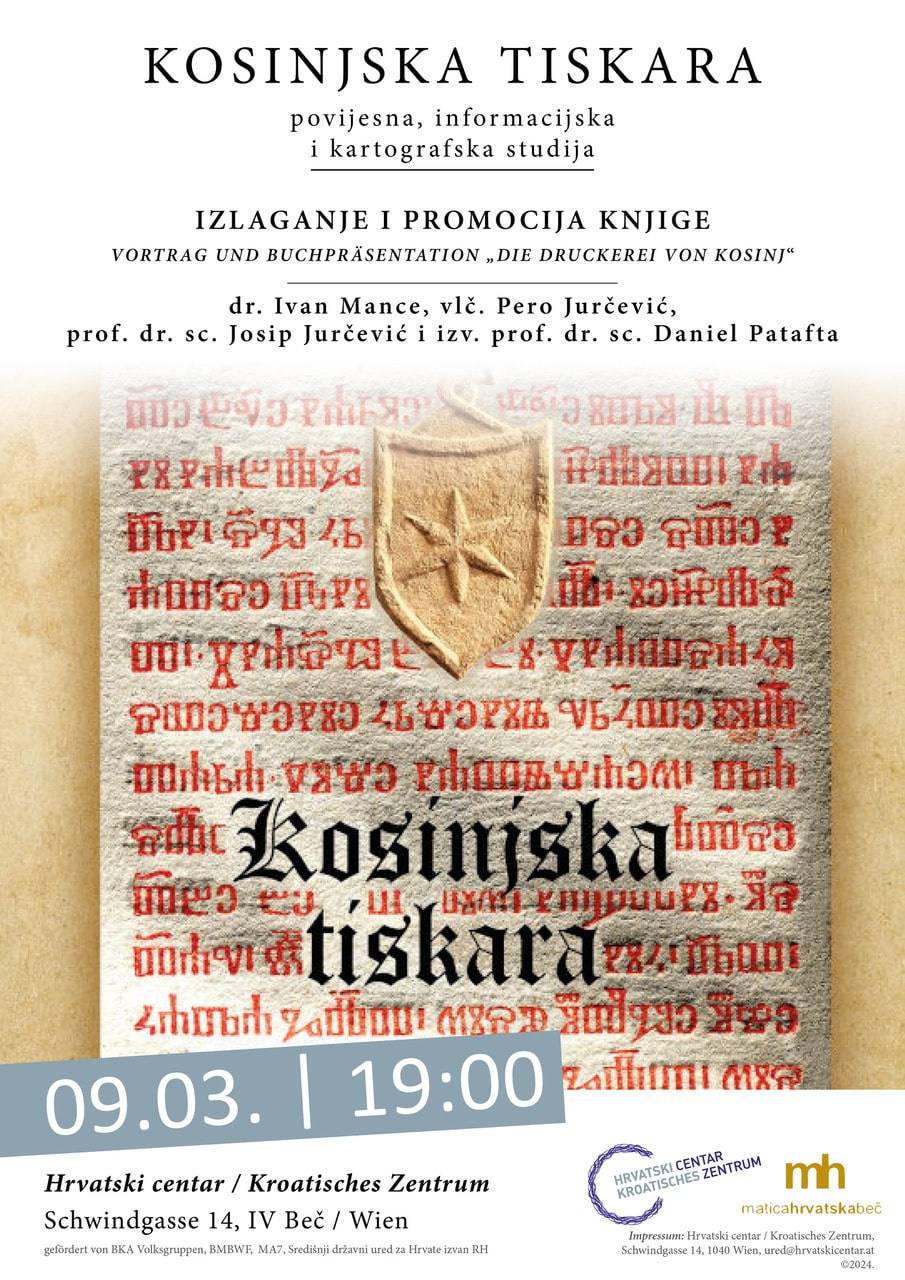 U Beču promocija knjige dr. Ivana Mancea 'Kosinjska tiskara'