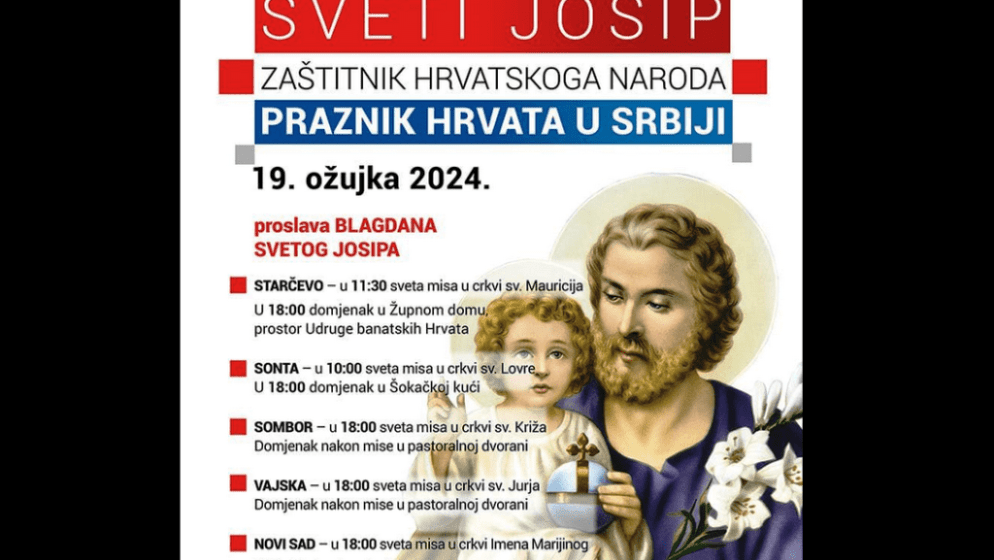 Hrvati u Srbiji se spremaju proslaviti blagdan sv. Josipa, zaštitnika hrvatskog naroda